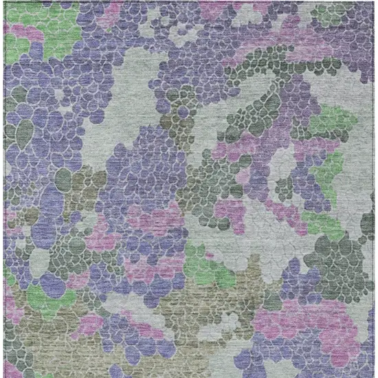 Purple Olive Green And Gray Geometric Washable Indoor Outdoor Area Rug Photo 9