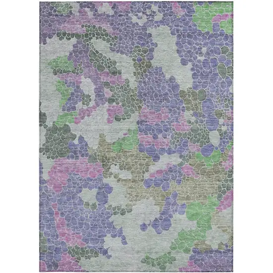 Purple Olive Green And Gray Geometric Washable Indoor Outdoor Area Rug Photo 3