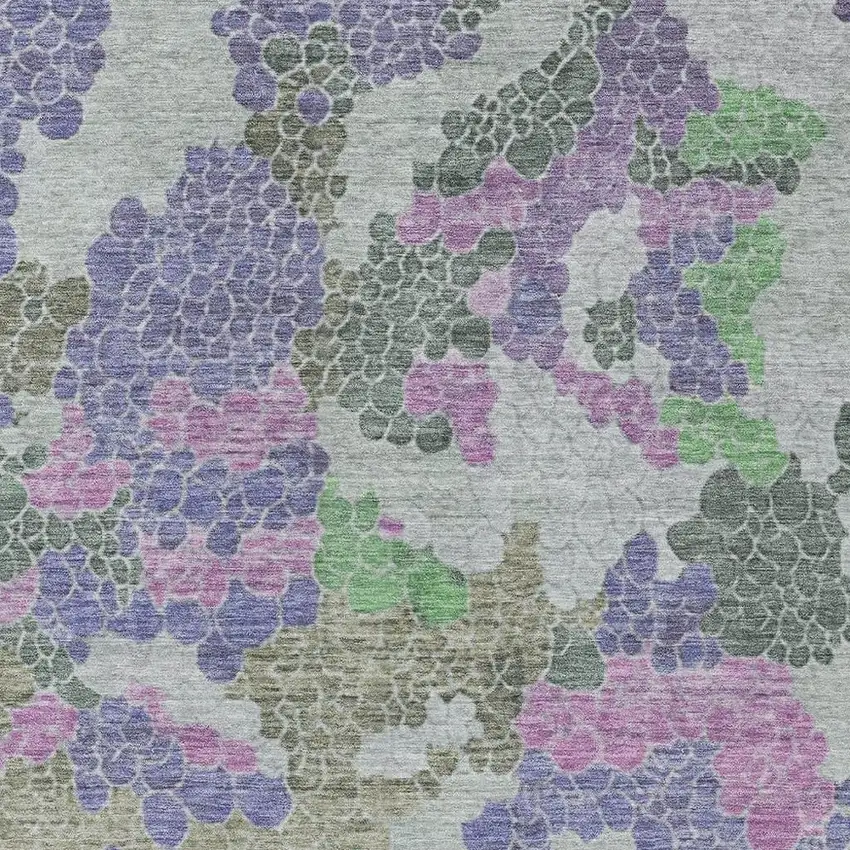 Purple Olive Green And Gray Geometric Washable Indoor Outdoor Area Rug Photo 4