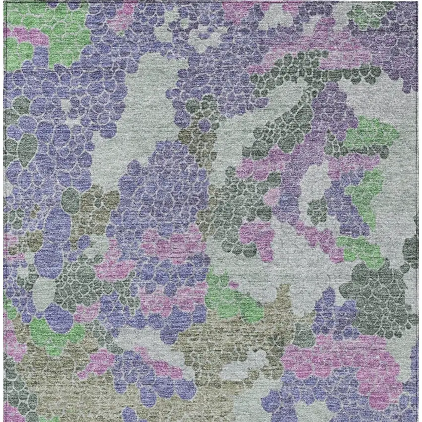 Purple Olive Green And Gray Geometric Washable Indoor Outdoor Area Rug Photo 9
