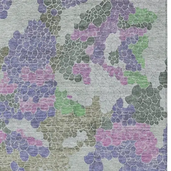 Purple Olive Green And Gray Geometric Washable Indoor Outdoor Area Rug Photo 3