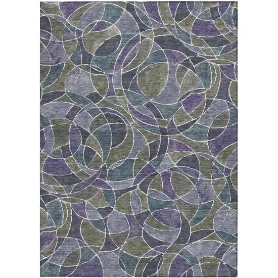 Purple Olive Green And Plum Geometric Washable Indoor Outdoor Area Rug Photo 3