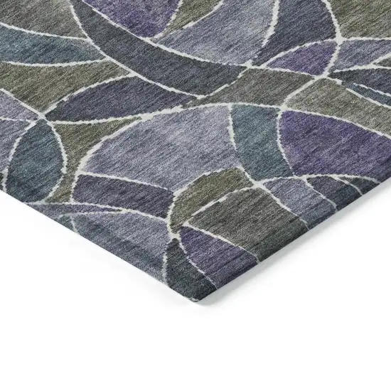 Purple Olive Green And Plum Geometric Washable Indoor Outdoor Area Rug Photo 4