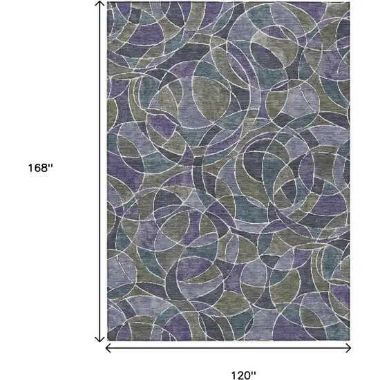 Purple Olive Green And Plum Geometric Washable Indoor Outdoor Area Rug Photo 8