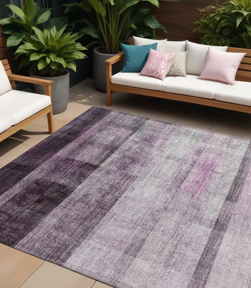 Purple Ombre Washable Non Skid Indoor Outdoor Area Rug Photo 1