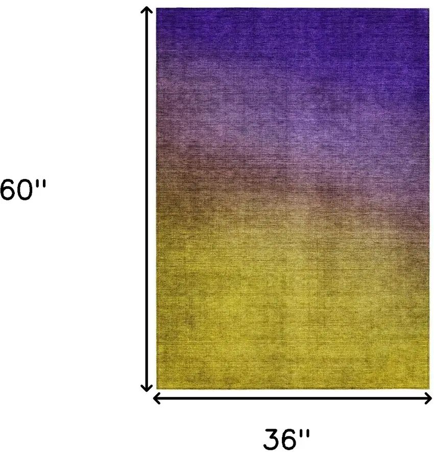 Purple Ombre Washable Non Skid Indoor Outdoor Area Rug Photo 3