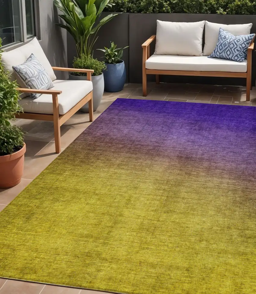 Purple Ombre Washable Non Skid Indoor Outdoor Area Rug Photo 1
