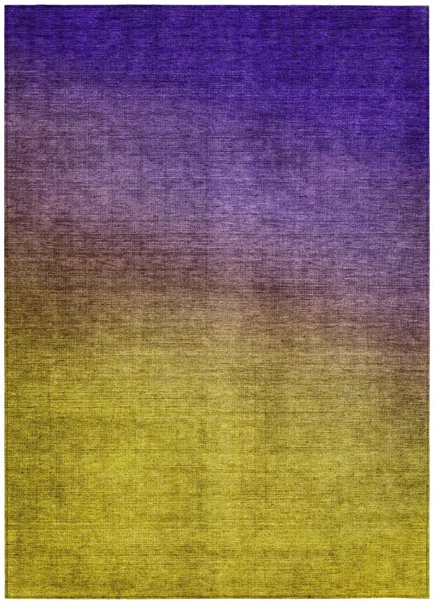 Purple Gold And Blue Ombre Washable Indoor Outdoor Area Rug Photo 2
