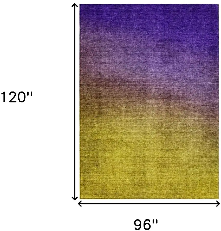Purple Gold And Blue Ombre Washable Indoor Outdoor Area Rug Photo 3