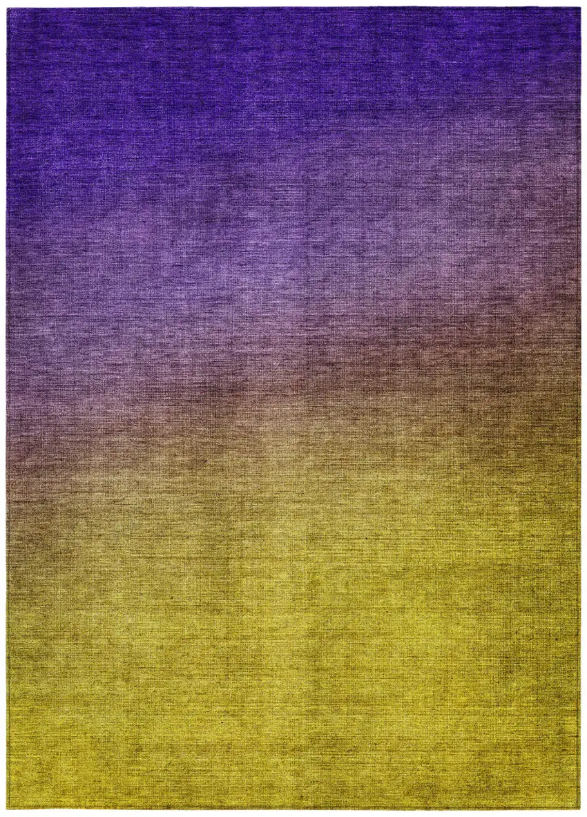 Purple Gold And Blue Ombre Washable Indoor Outdoor Area Rug Photo 4