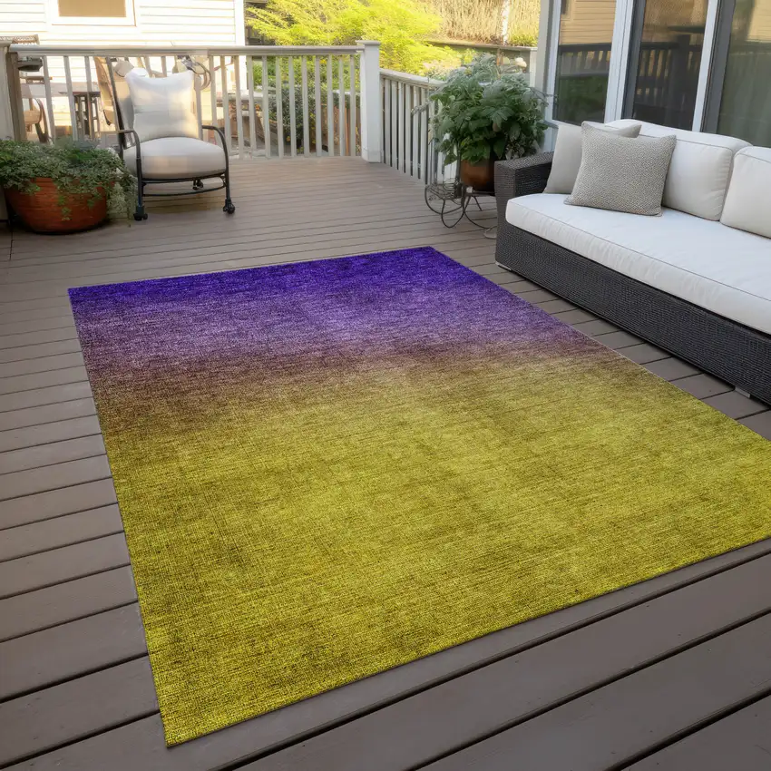 Purple Gold And Blue Ombre Washable Indoor Outdoor Area Rug Photo 9