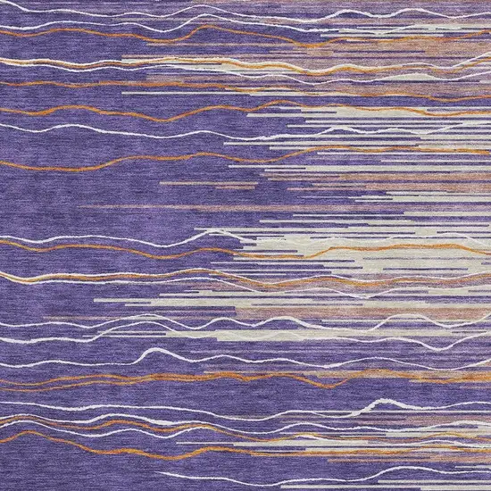 Purple Orange And Ivory Striped Washable Area Rug With UV Protection Photo 2