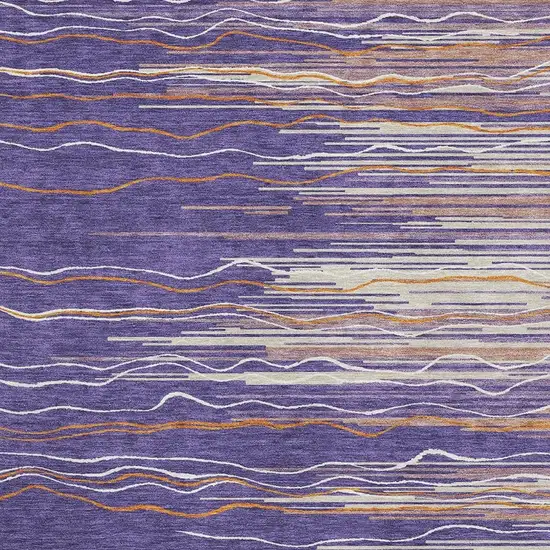 Purple Orange And Ivory Striped Washable Area Rug With UV Protection Photo 2