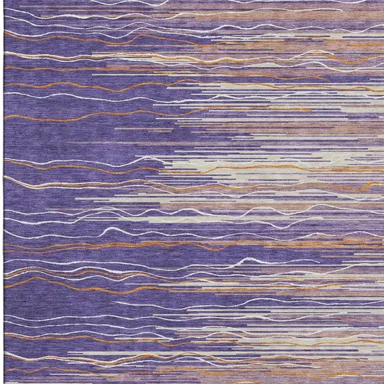 Purple Orange And Ivory Striped Washable Area Rug With UV Protection Photo 4