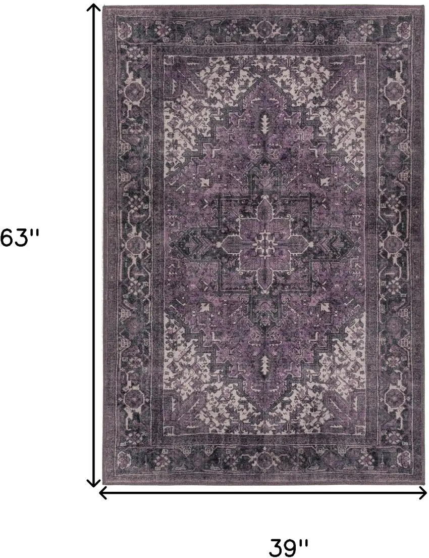 Purple Oriental Distressed Non Skid Area Rug Photo 9