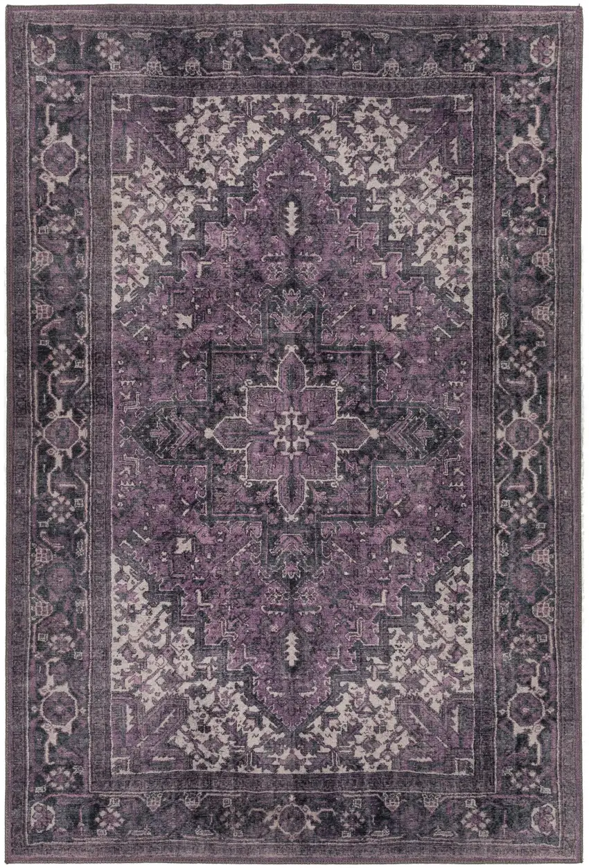 Purple Oriental Distressed Non Skid Area Rug Photo 5