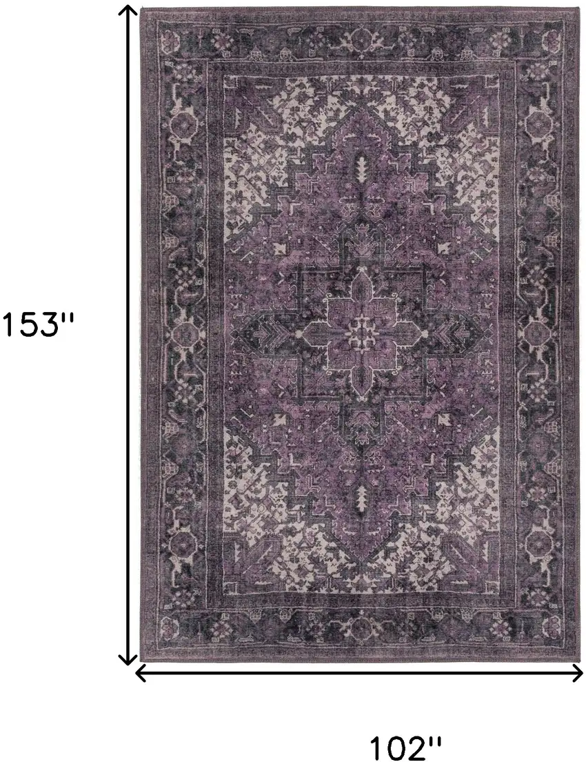 Purple Oriental Distressed Non Skid Area Rug Photo 9