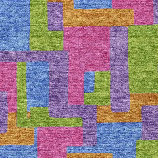Purple Pink And Blue Abstract Washable Indoor Outdoor Area Rug Photo 4