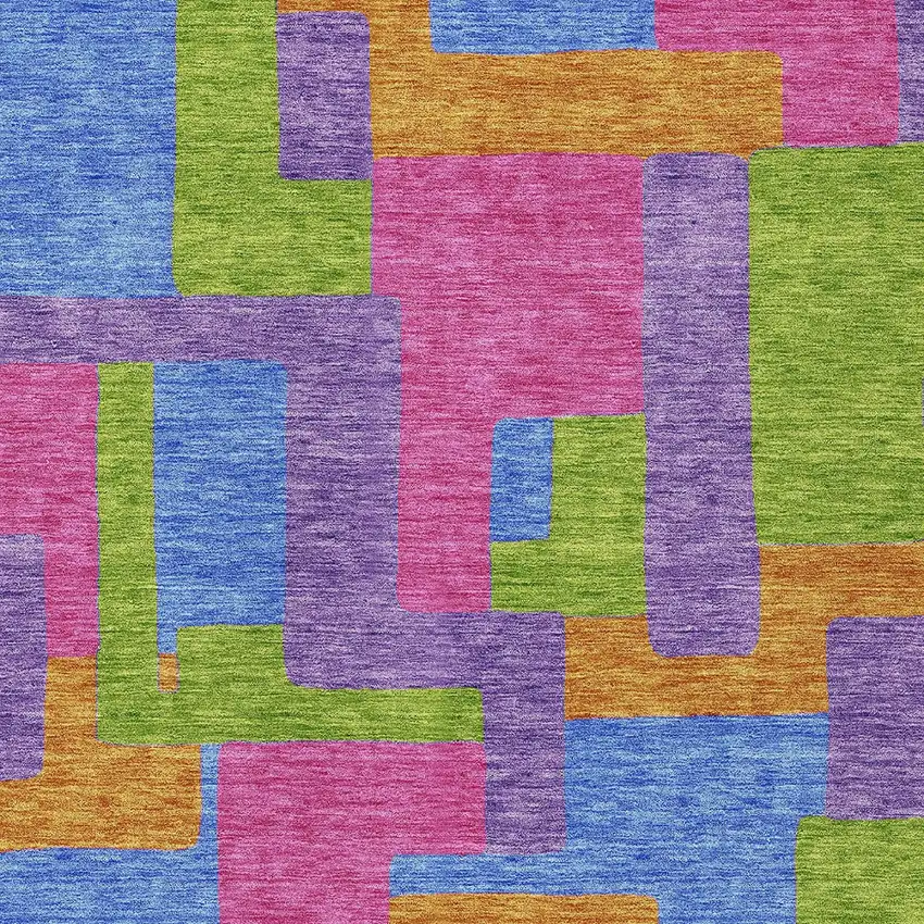 Purple Pink And Blue Abstract Washable Indoor Outdoor Area Rug Photo 4