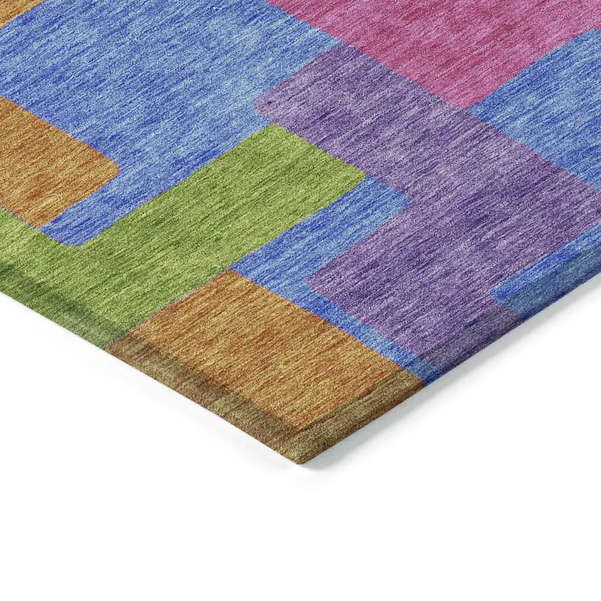 Purple Pink And Blue Abstract Washable Indoor Outdoor Area Rug Photo 2