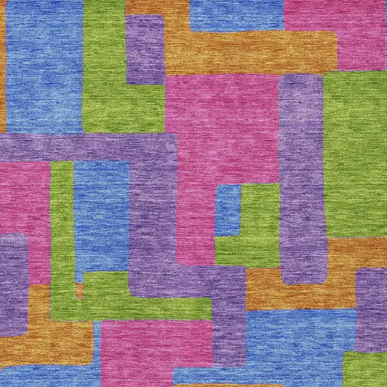 Purple Pink And Blue Abstract Washable Indoor Outdoor Area Rug Photo 4