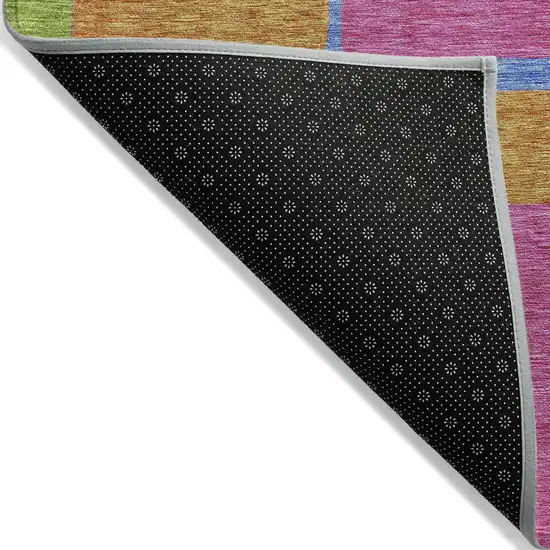 Purple Pink And Blue Abstract Washable Indoor Outdoor Area Rug Photo 3