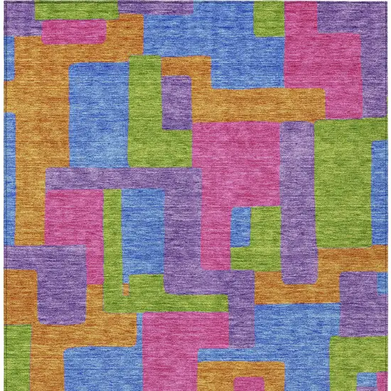 Purple Pink And Blue Abstract Washable Indoor Outdoor Area Rug Photo 5