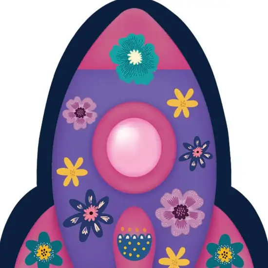 Purple Pink And Blue Spaceships Youthful Washable Area Rug Photo 3