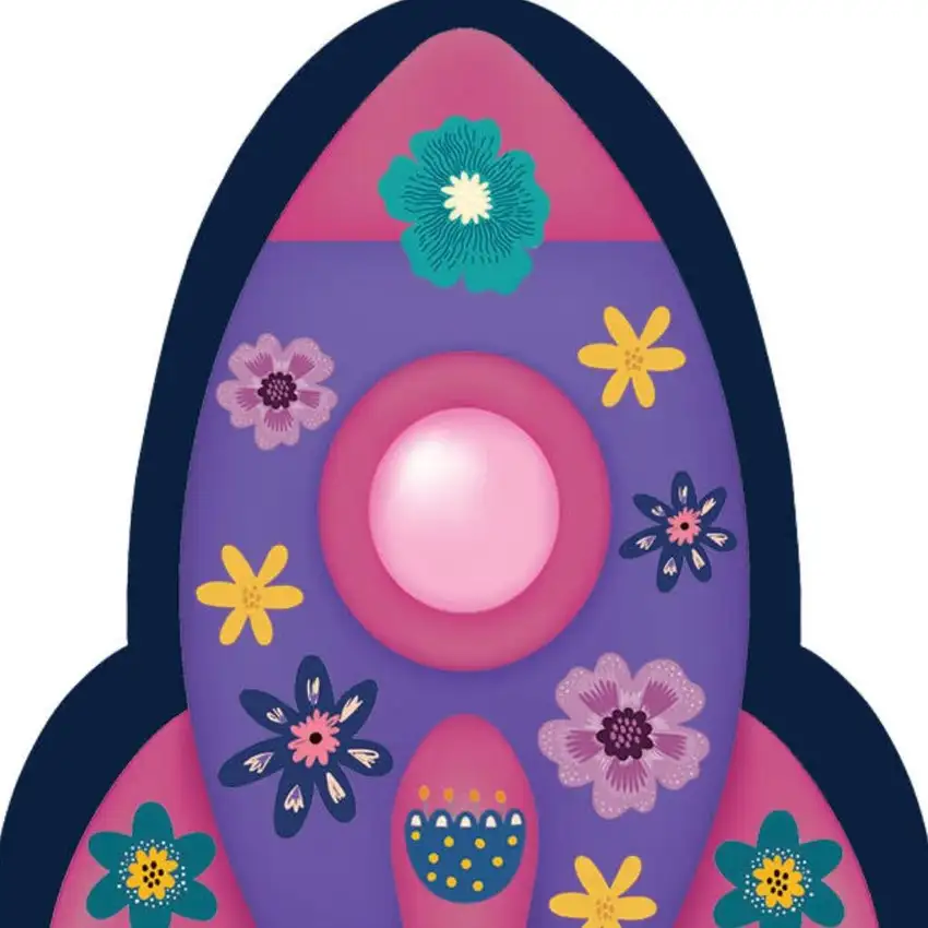 Purple Pink And Blue Spaceships Youthful Washable Area Rug Photo 3