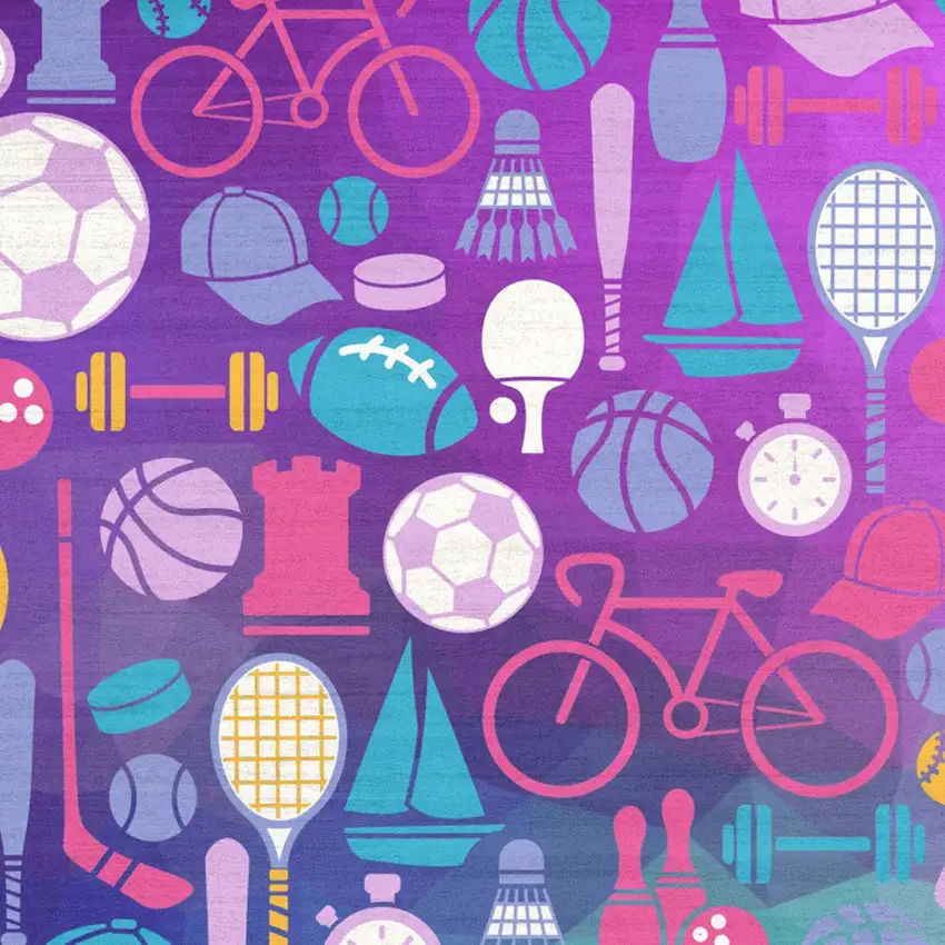 Purple Pink And Blue Sports Youthful Washable Area Rug Photo 8