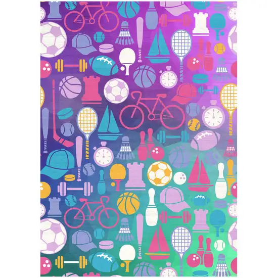 Purple Pink And Blue Sports Youthful Washable Area Rug Photo 2