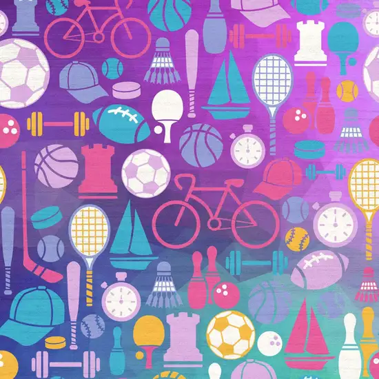 Purple Pink And Blue Sports Youthful Washable Area Rug Photo 9