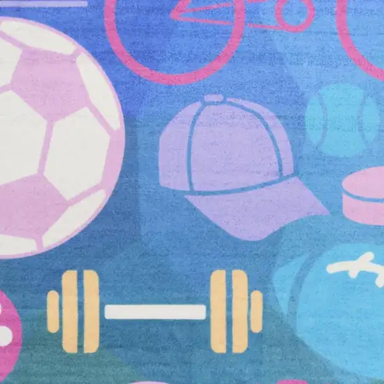 Purple Pink And Blue Sports Youthful Washable Area Rug Photo 3