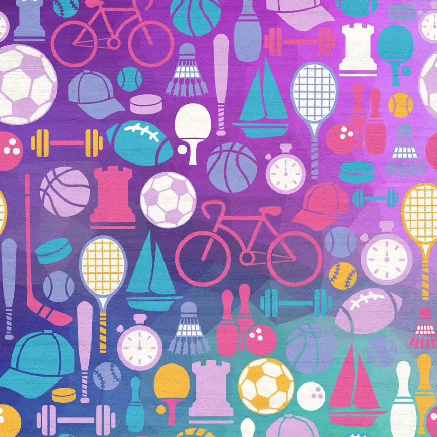 Purple Pink And Blue Sports Youthful Washable Area Rug Photo 9