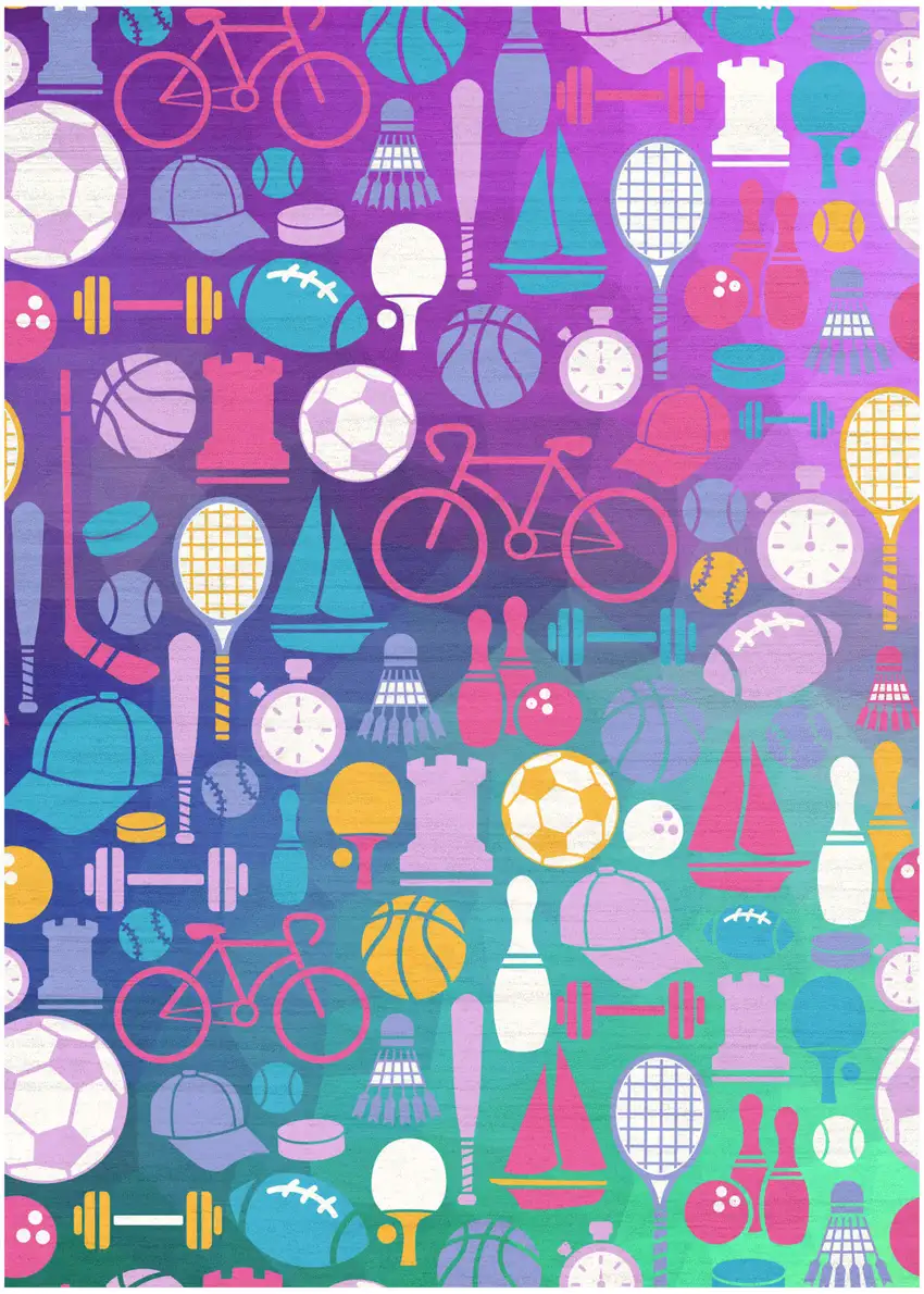 Purple Pink And Blue Sports Youthful Washable Area Rug Photo 2