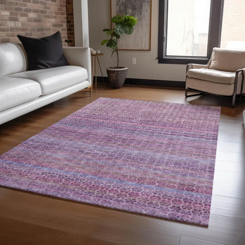 Purple Pink And Blue Striped Washable Indoor Outdoor Area Rug Photo 6