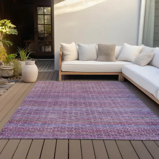 Purple Pink And Blue Striped Washable Indoor Outdoor Area Rug Photo 5
