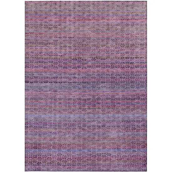 Purple Pink And Blue Striped Washable Indoor Outdoor Area Rug Photo 3
