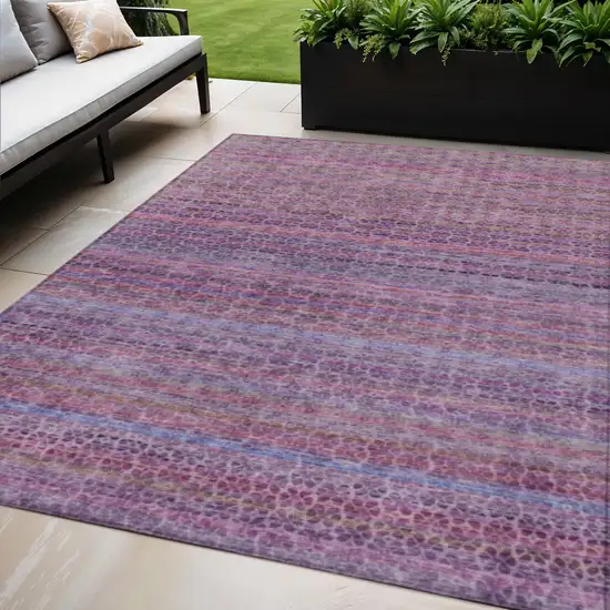 Purple Pink And Blue Striped Washable Indoor Outdoor Area Rug Photo 2