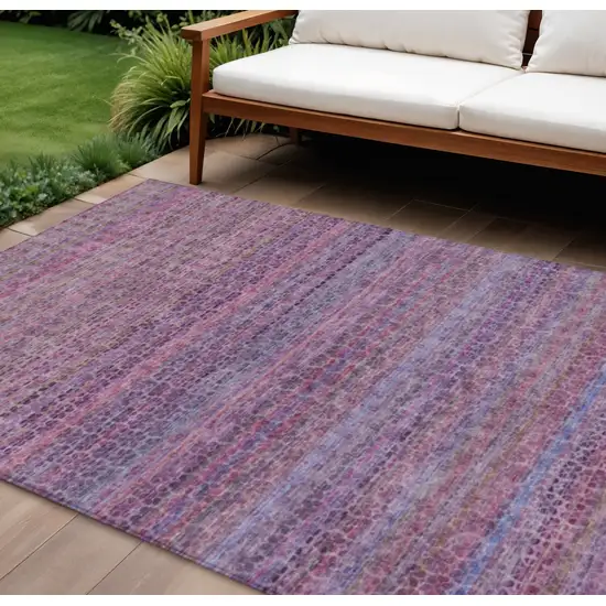 Purple Pink And Blue Striped Washable Indoor Outdoor Area Rug Photo 2