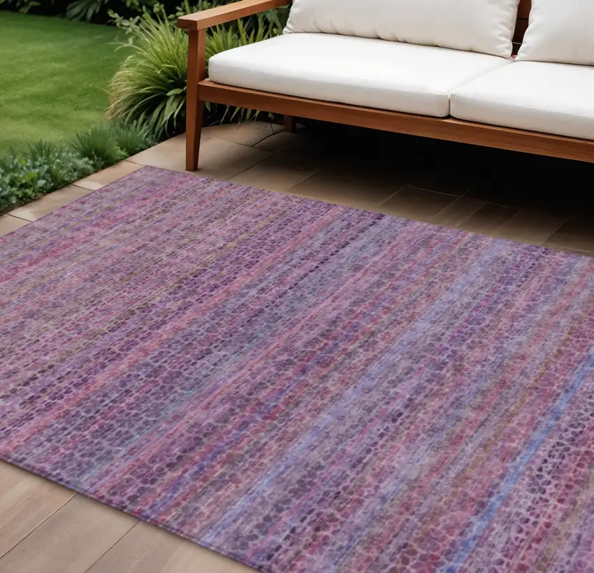 Purple Pink And Blue Striped Washable Indoor Outdoor Area Rug Photo 2