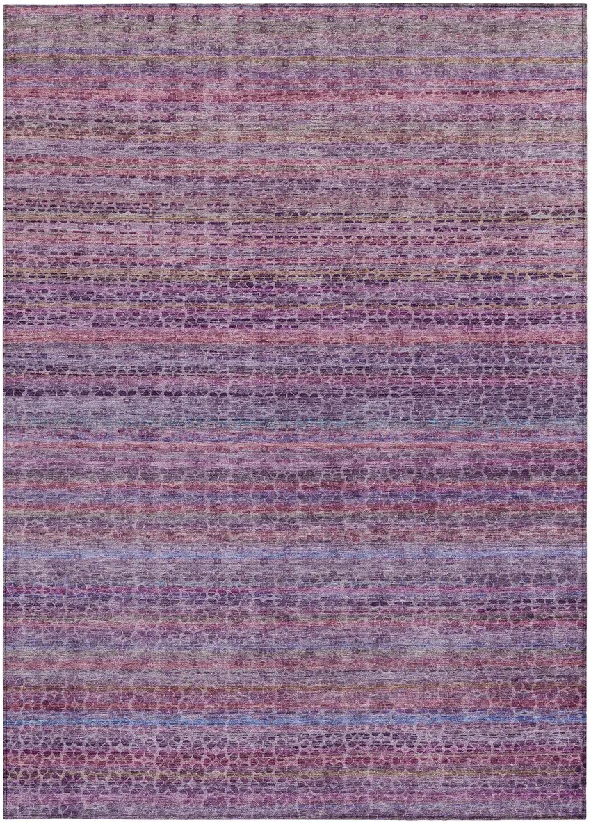 Purple Pink And Blue Striped Washable Indoor Outdoor Area Rug Photo 3