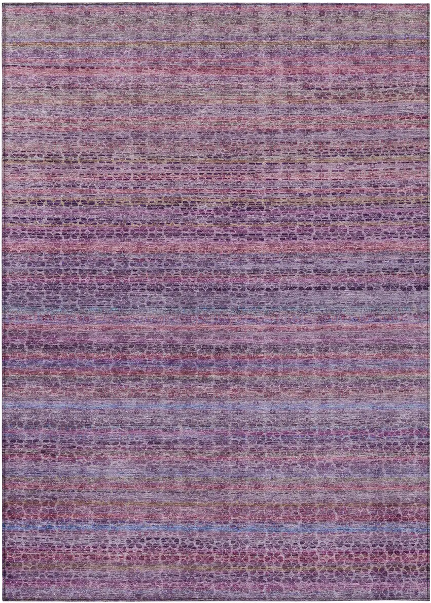 Purple Pink And Blue Striped Washable Indoor Outdoor Area Rug Photo 1