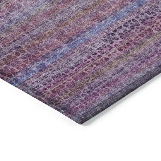 Purple Pink And Blue Striped Washable Indoor Outdoor Area Rug Photo 3