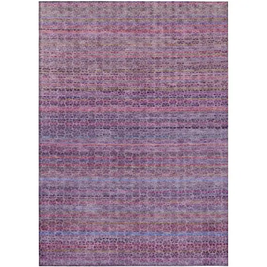 Purple Pink And Blue Striped Washable Indoor Outdoor Area Rug Photo 1