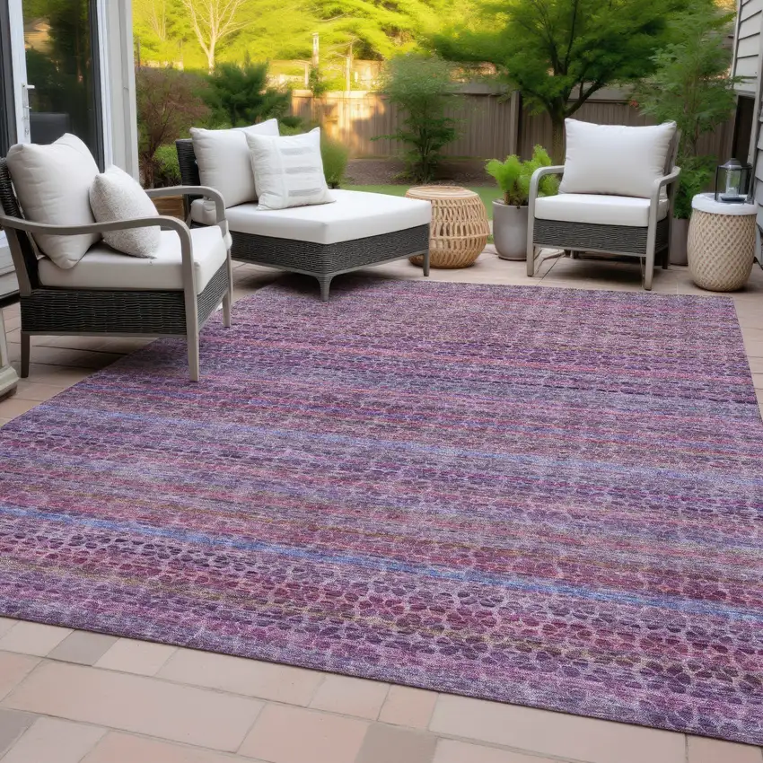 Purple Pink And Blue Striped Washable Indoor Outdoor Area Rug Photo 7
