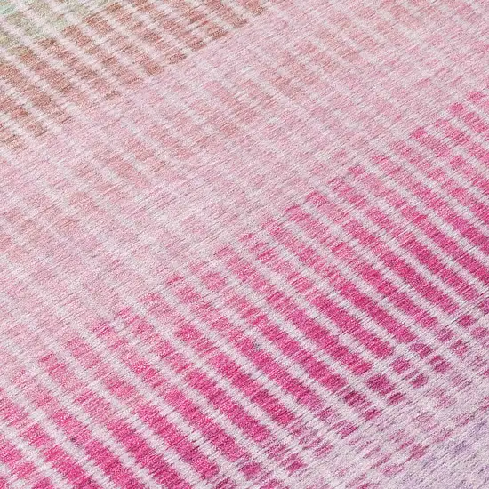 Purple Pink And Green Striped Washable Indoor Outdoor Area Rug Photo 6
