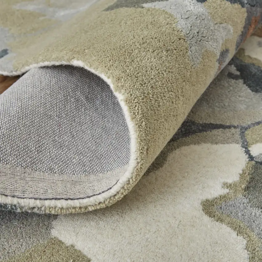 Pink and Green Wool Floral Hand Tufted Area Rug Photo 6