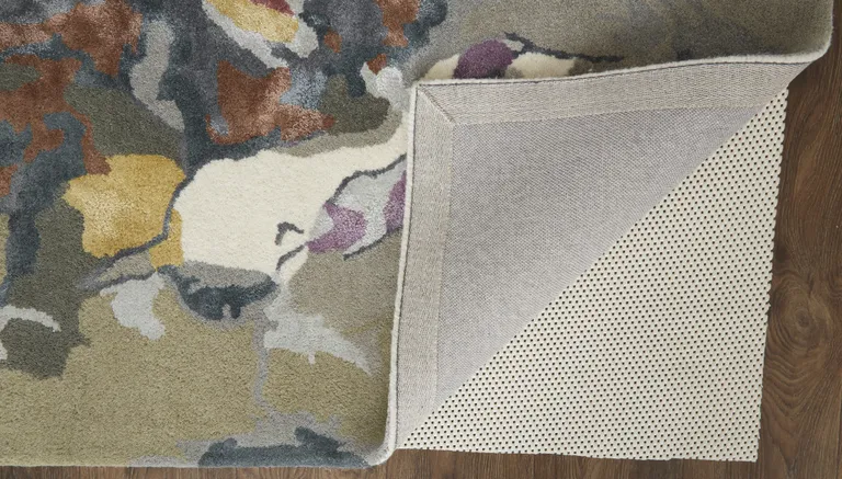 Purple Pink And Green Wool Floral Tufted Handmade Area Rug Photo 5