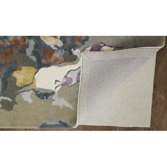 Pink and Green Wool Floral Hand Tufted Area Rug Photo 4